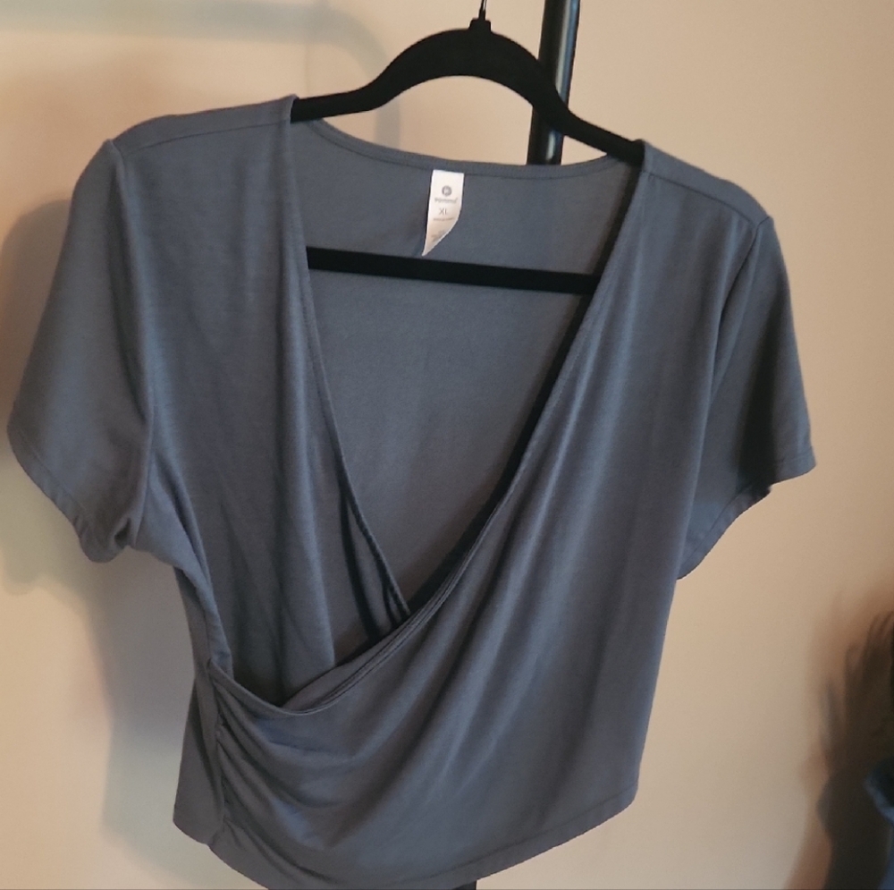 90 Degree By Reflex Green Charcoal Wrap Crop Top